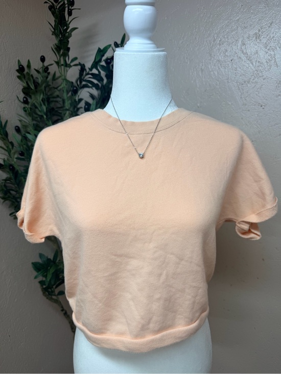 Fabletics Tops - Fabletics Peach Cropped Short Sleeve Crewneck Top